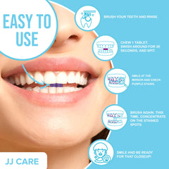 Disclosing tablets showing plaque visibility on teeth