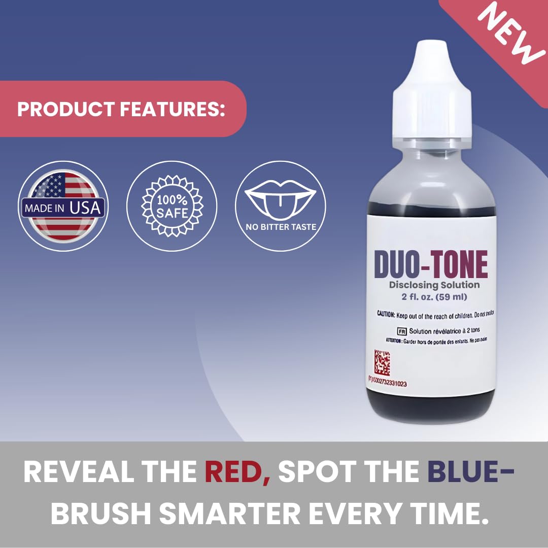 Young child using plaque-detecting solution in dental care activity