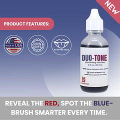 Young child using plaque-detecting solution in dental care activity