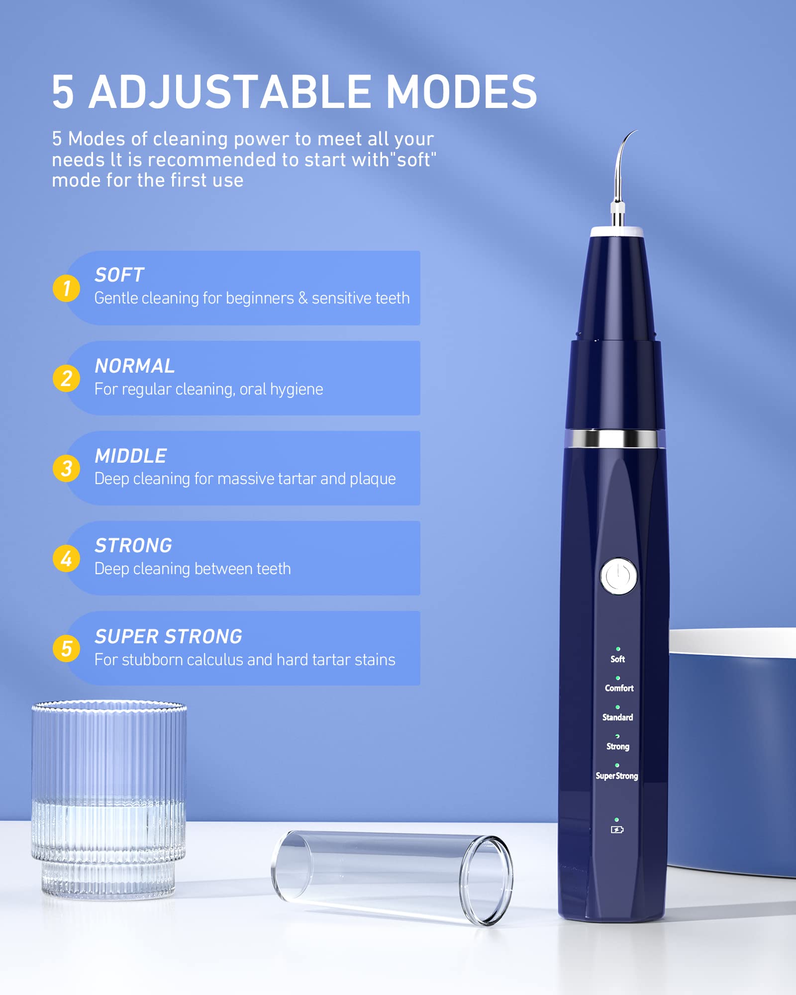 Tartar remover close-up on teeth