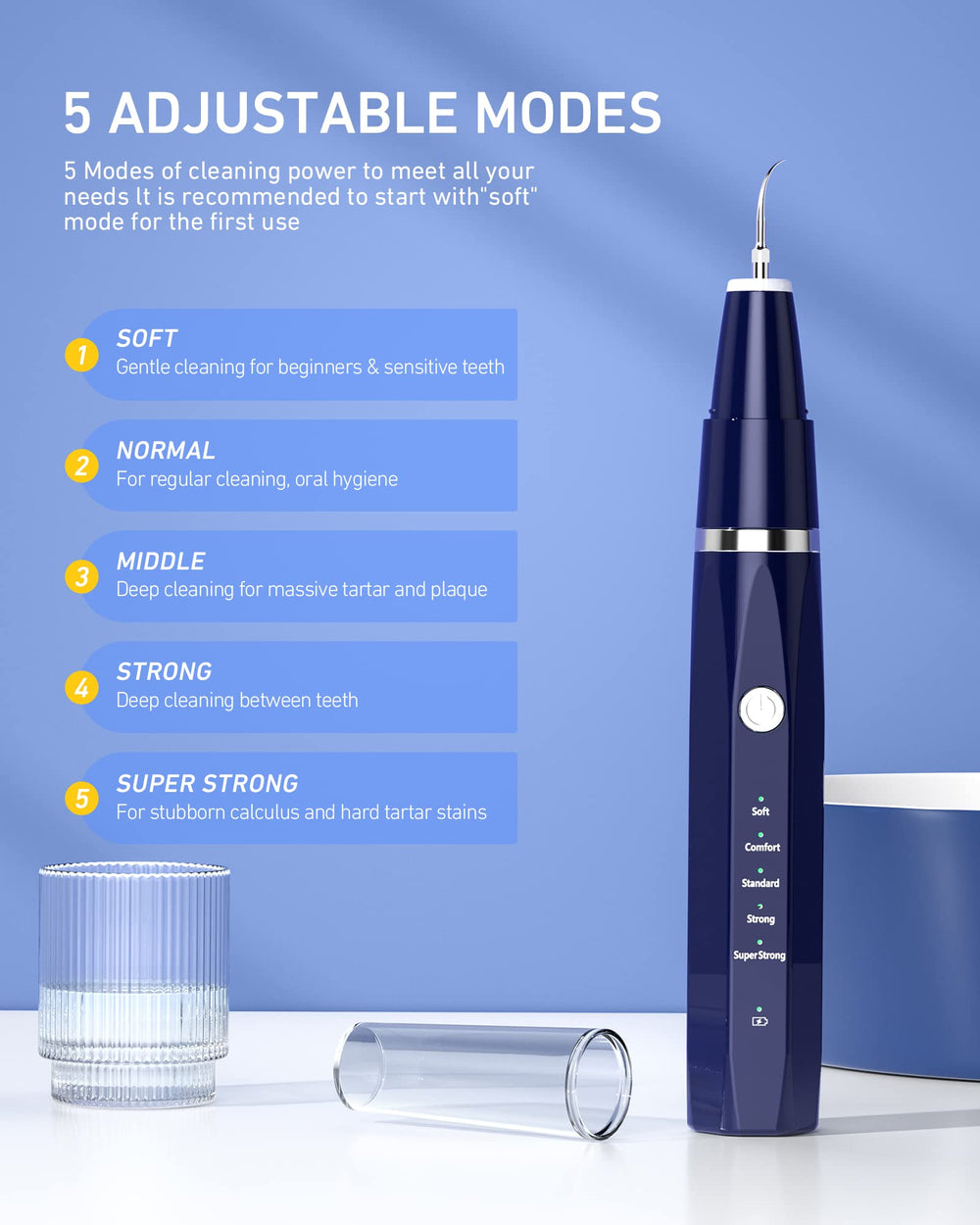 Tartar remover close-up on teeth