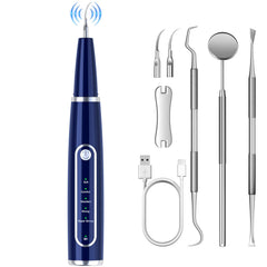 Plaque remover for teeth with LED light blue device on white background