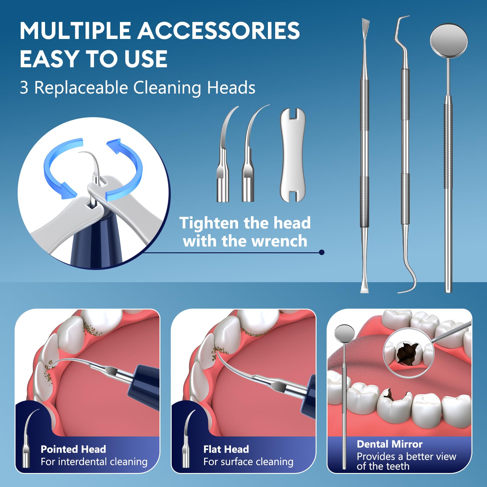 Close-up of LED ring light on dental cleaning tool