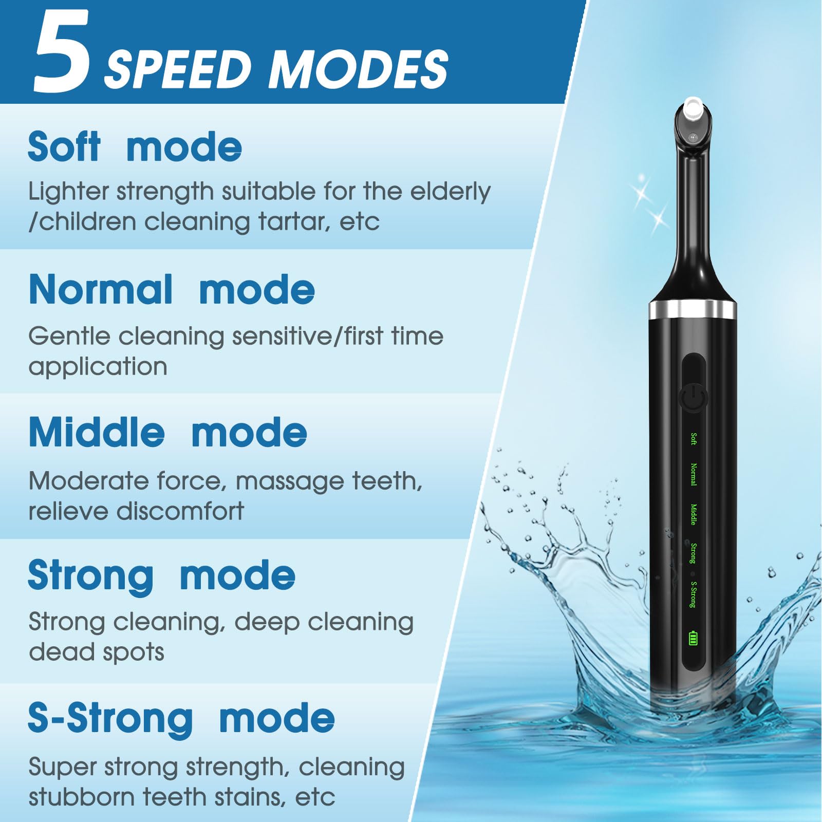 Rechargeable design with LED lighting at polishing head