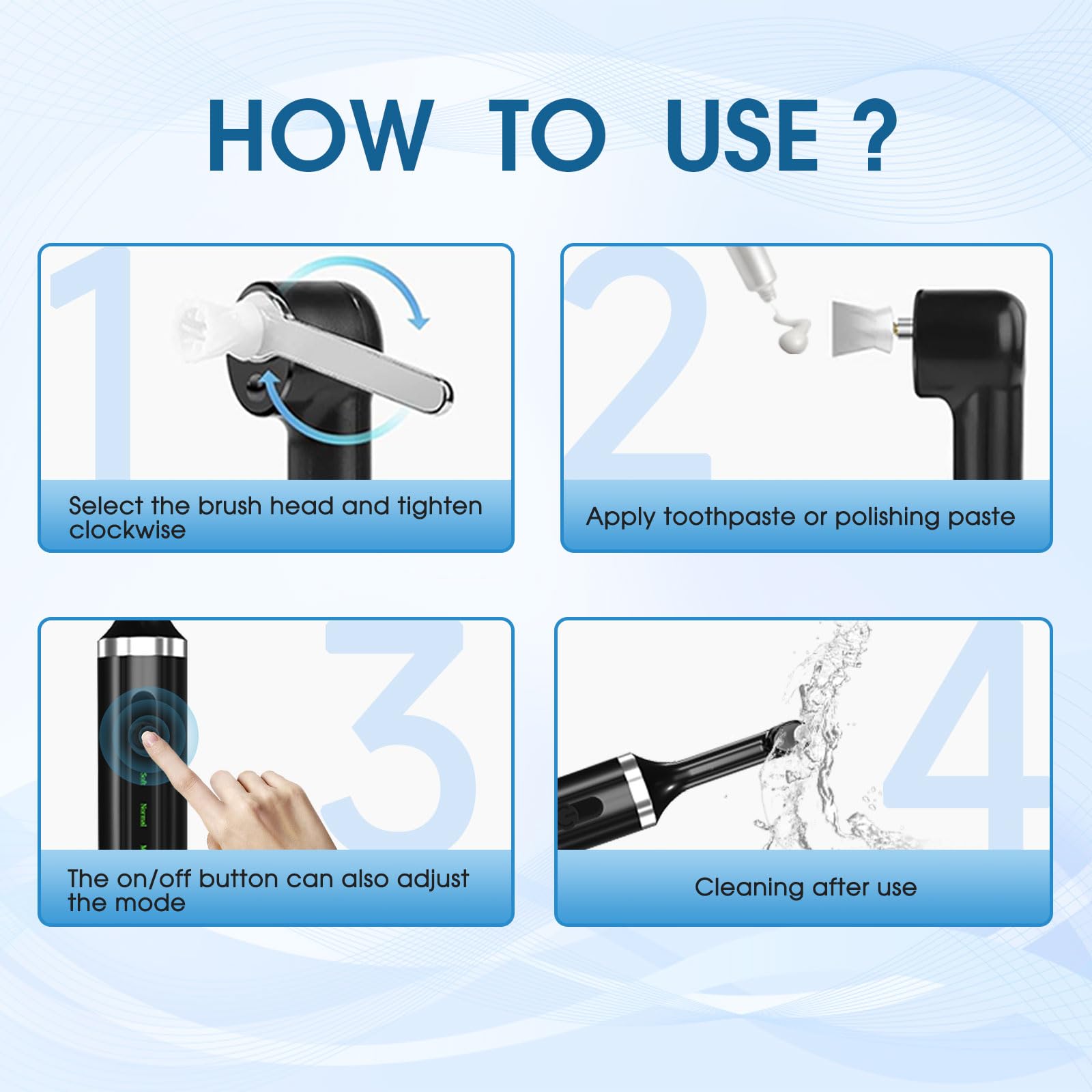 Black-colored teeth whitening kit in a compact home setup