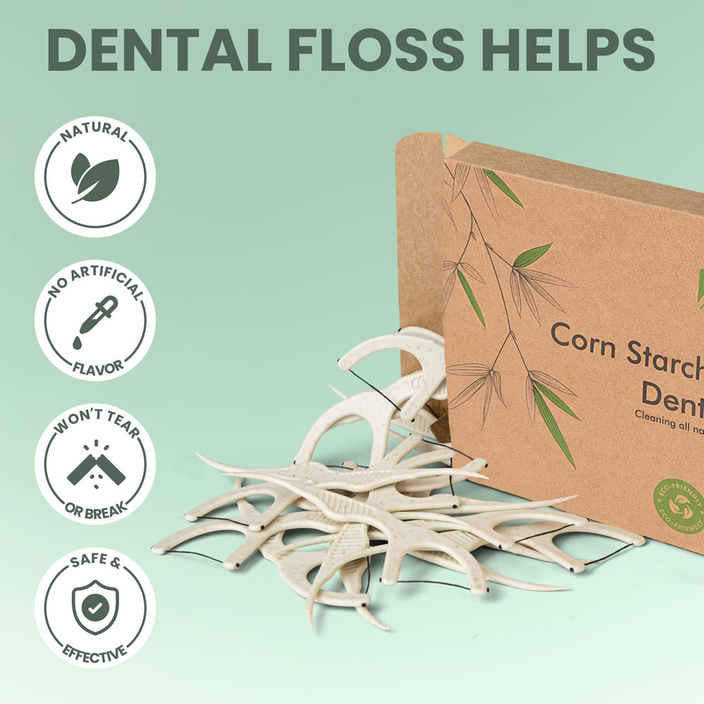 Plastic-free dental floss picks for daily use