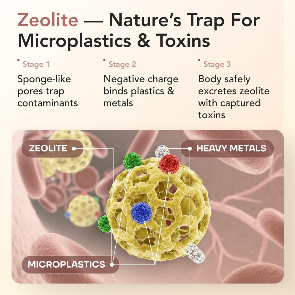 Liquid drops bottle showing Plastiq Off Zeolite with dropper