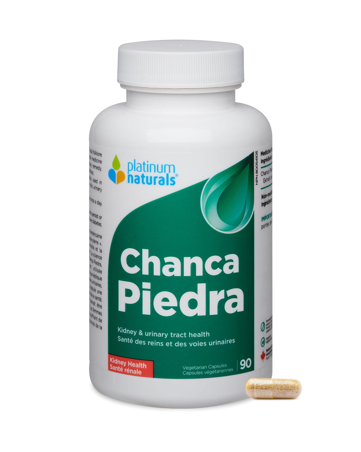 Product front view: Platinum Naturals Chanca Piedra 90 Vegetarian Capsules