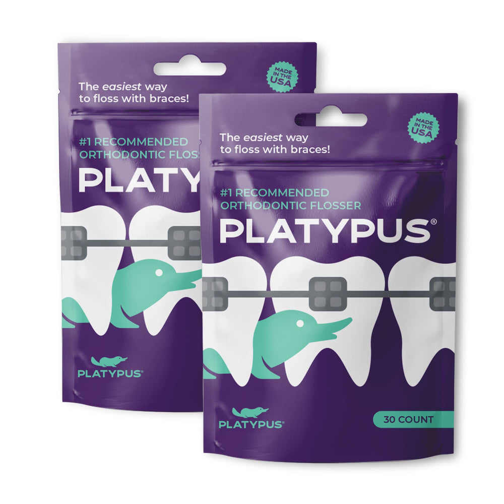 Platypus orthodontic flossers for braces under arch wire design