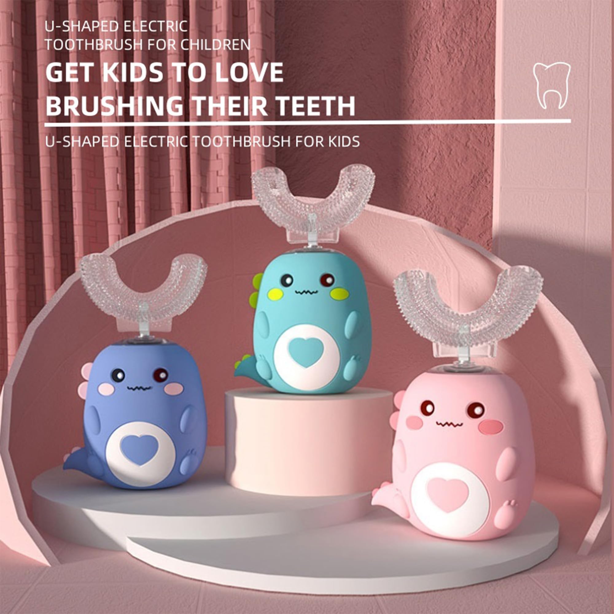 Four interchangeable brush heads for PLAYIKO kids toothbrush