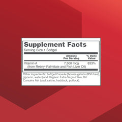 Vitamin A 25,000 IU softgels close-up