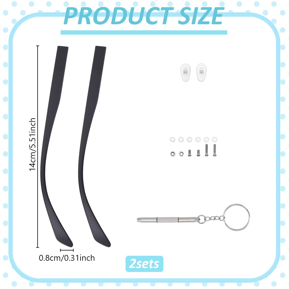 Two pairs of temple arms and screws for eyeglasses