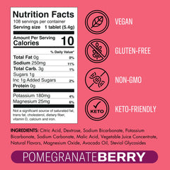 Glass of water with Plink pomegranate-berry fizz highlighting refreshment.