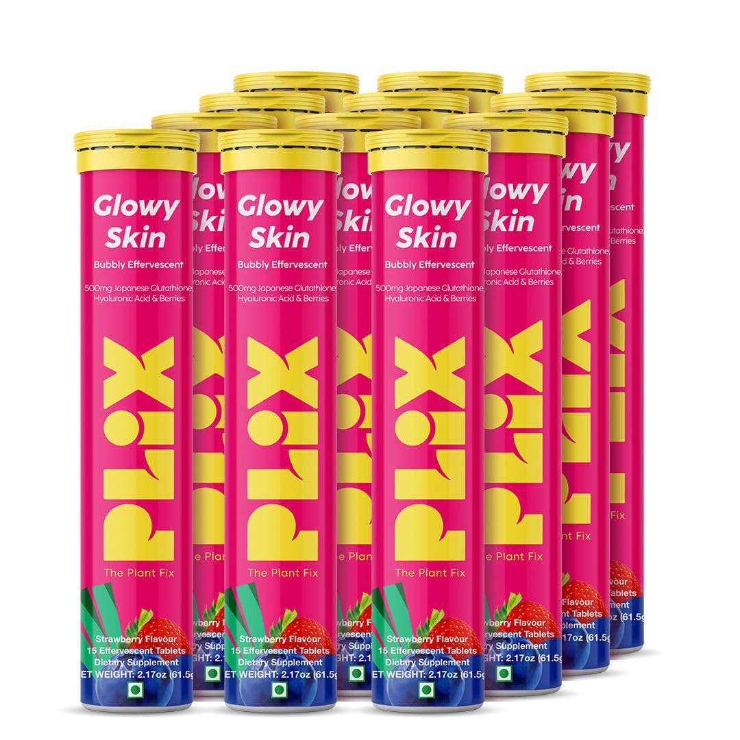 PLIX Glowy Skin box and strawberry flavor packaging