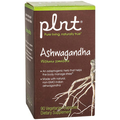 PLNT Ashwagandha bottle with 380mg per serving and 90 veggie capsules