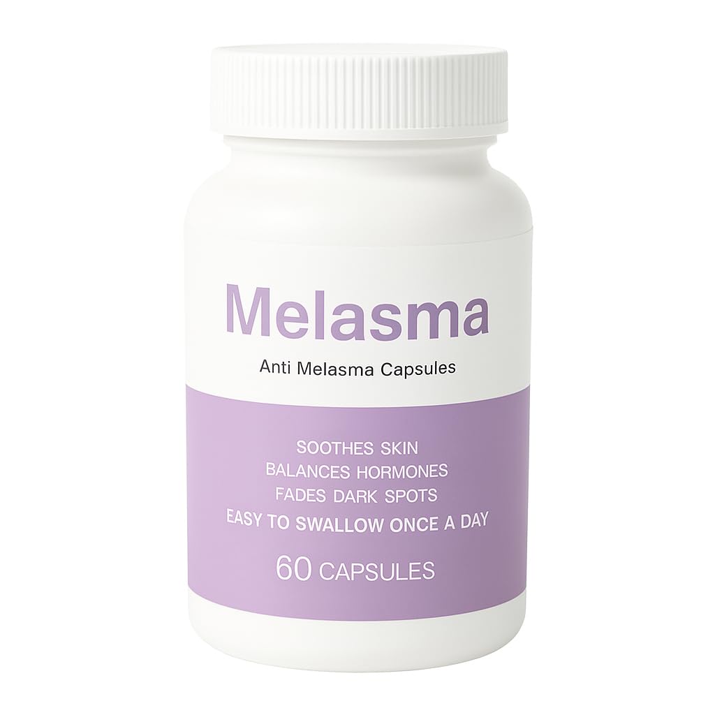 Front view of PlocoXe Melanina Anti-Melasma Capsules bottle