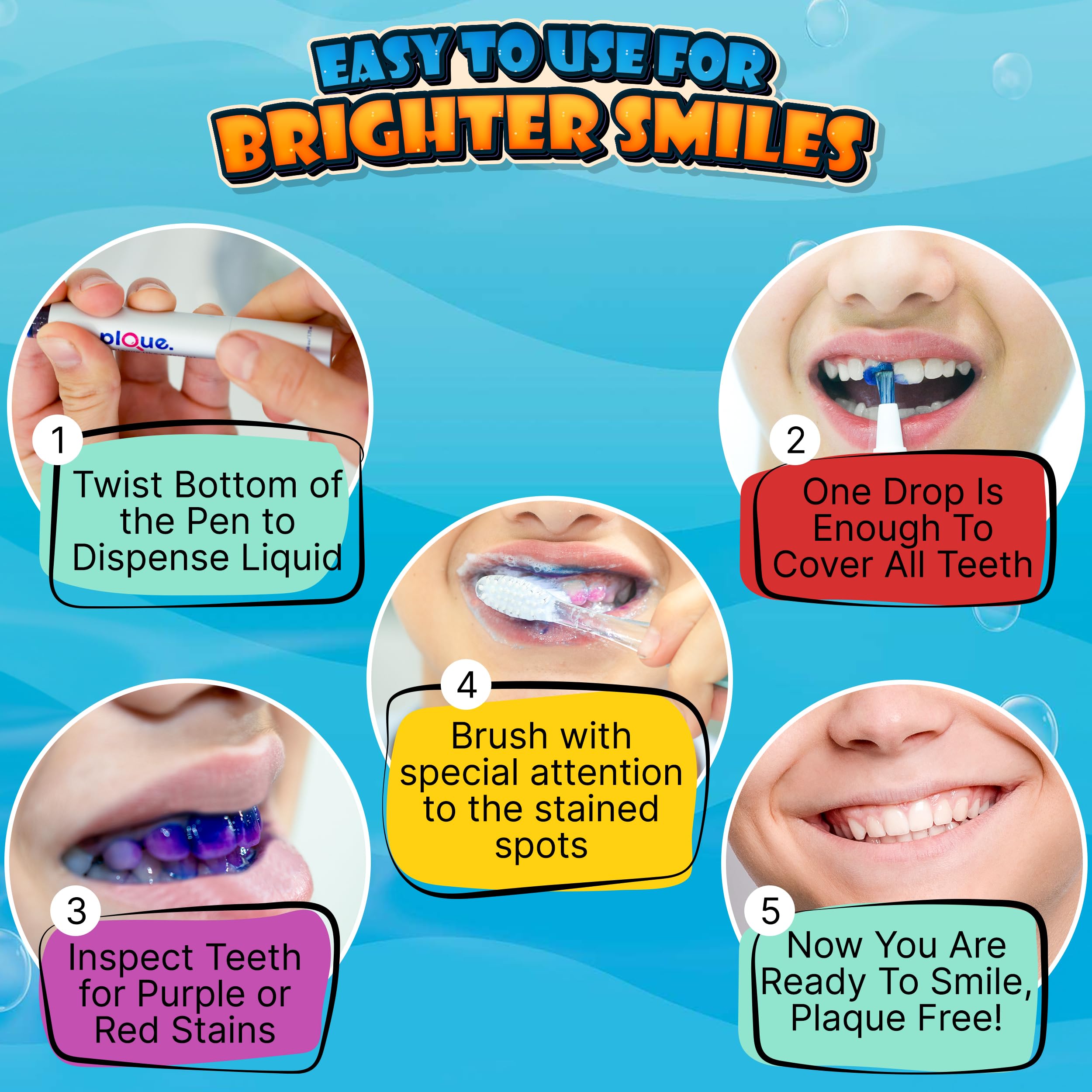 Pediatric dentist designed PLQUE Gel Pen product label