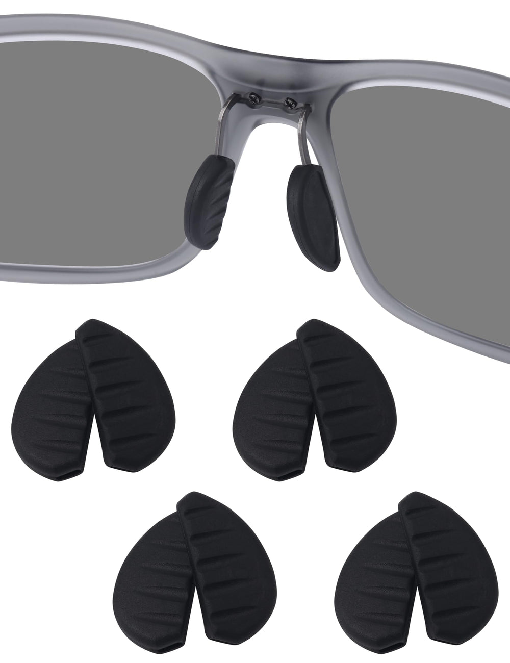 Soft silicone plug-in nose pads for glasses, size 12x5x2 mm