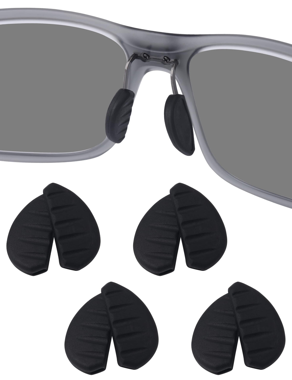 Soft silicone plug-in nose pads for glasses, size 12x5x2 mm