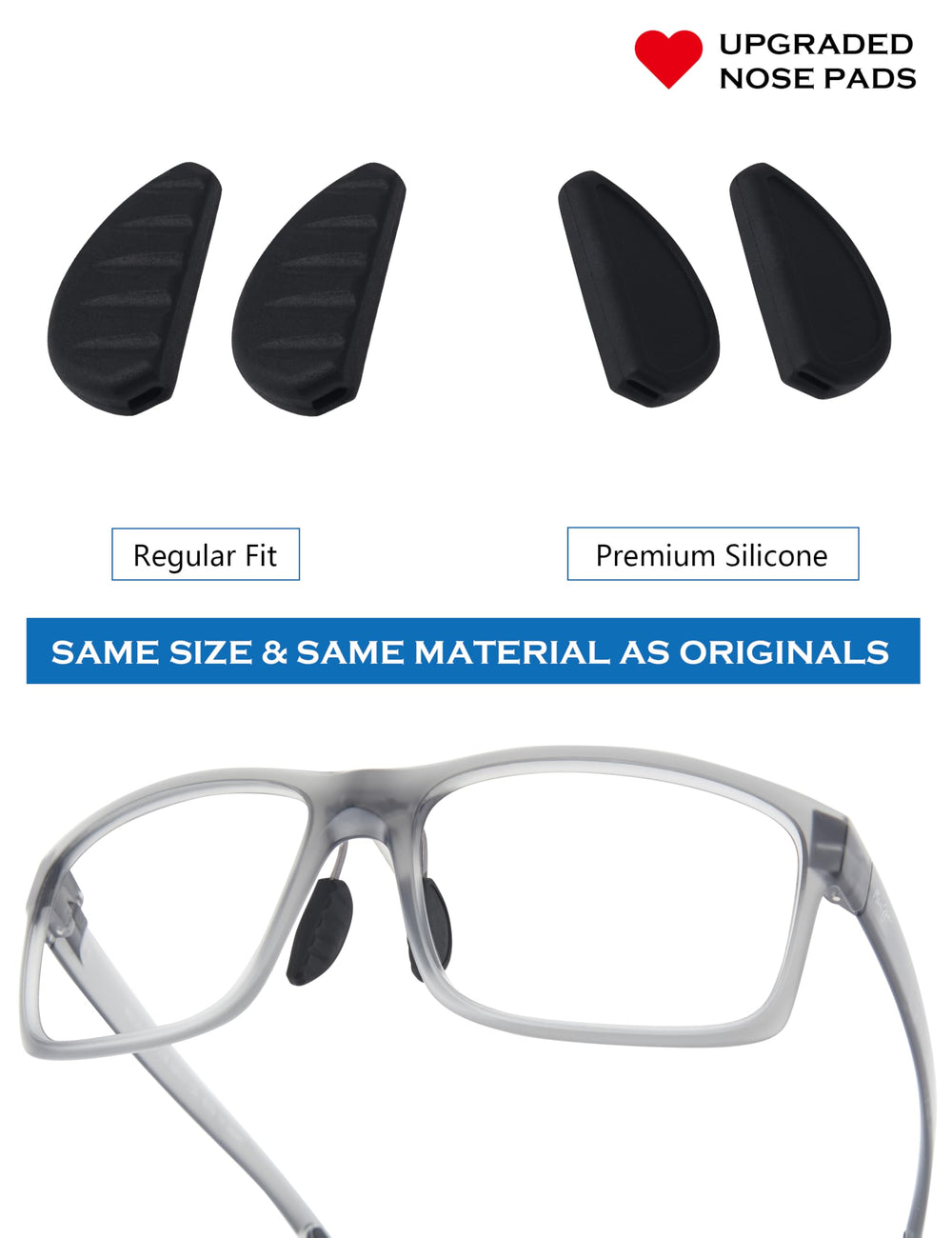 Set of 4 black nose pads for eyewear replacement