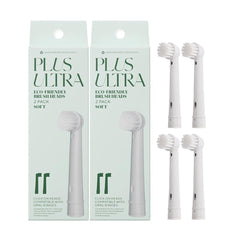 Front view of Plus Ultra eco-friendly Oral-B replacement head 4-pack