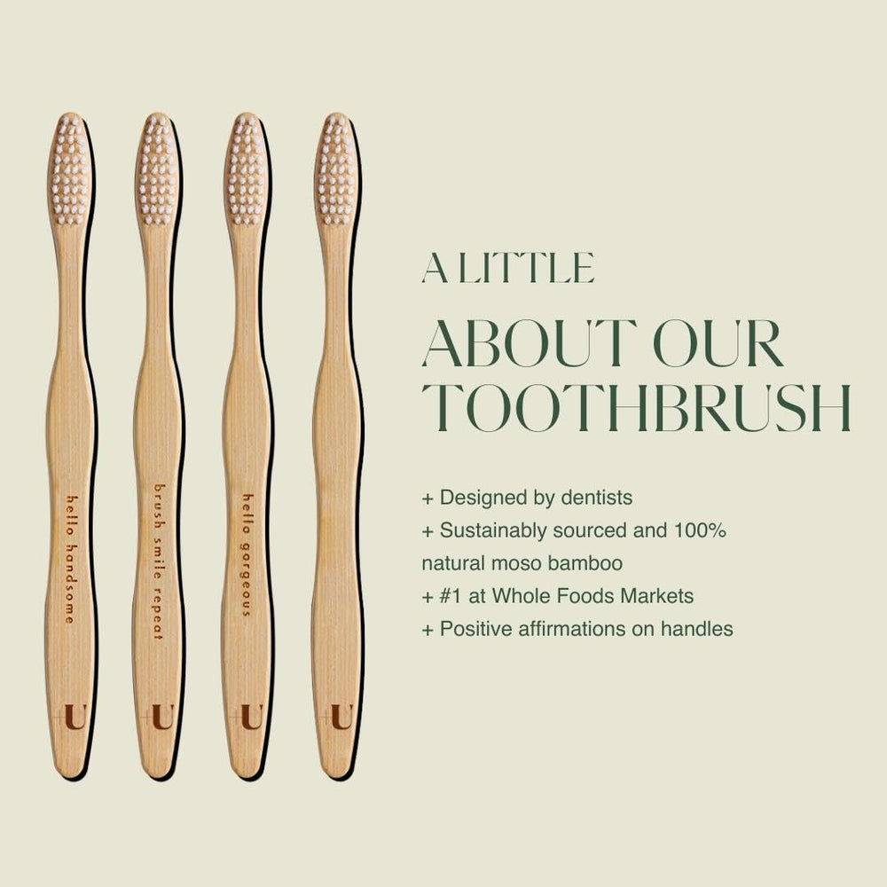 Extra soft BPA-free nylon bristles on a bamboo toothbrush