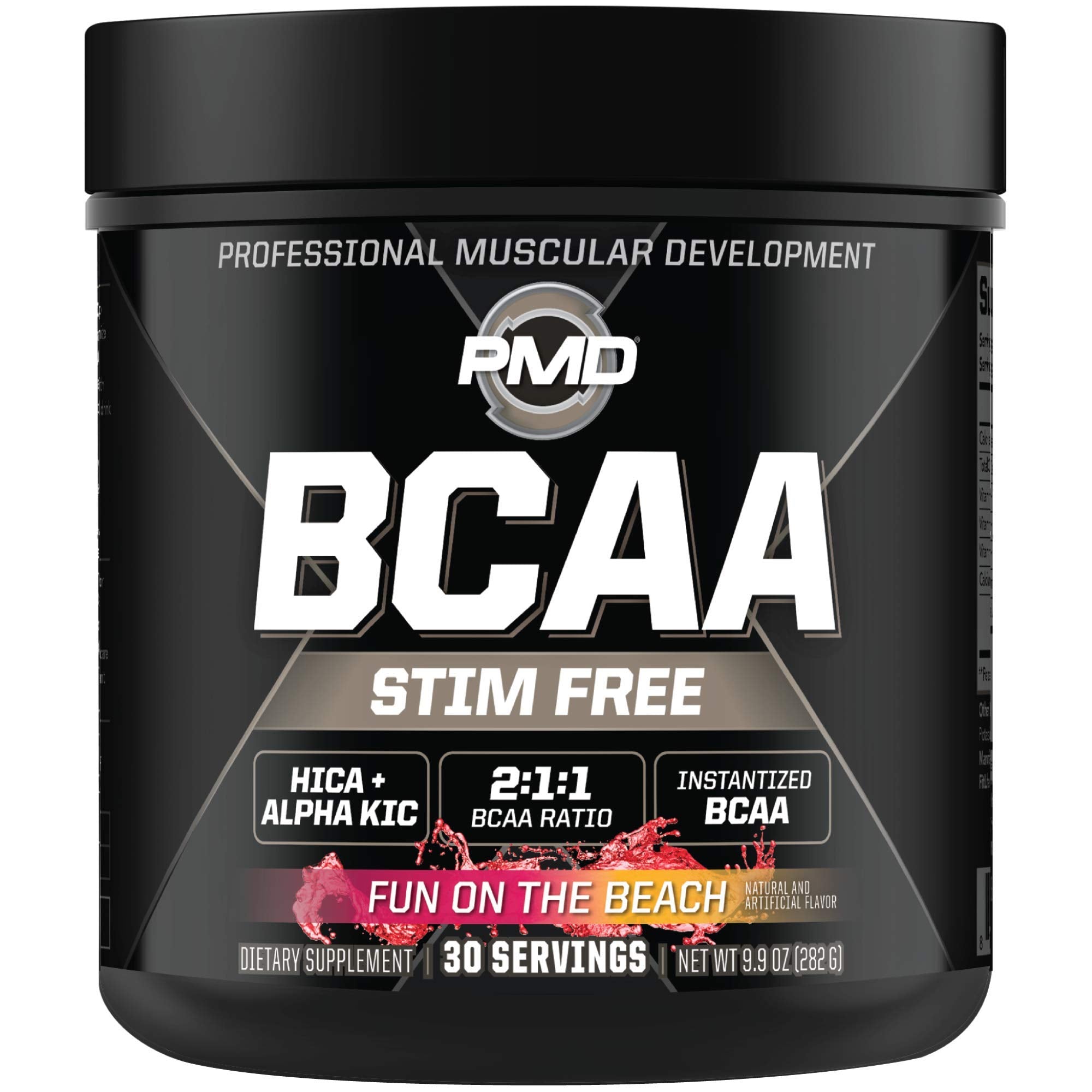 Front view of PMD BCAA Stim-Free bottle