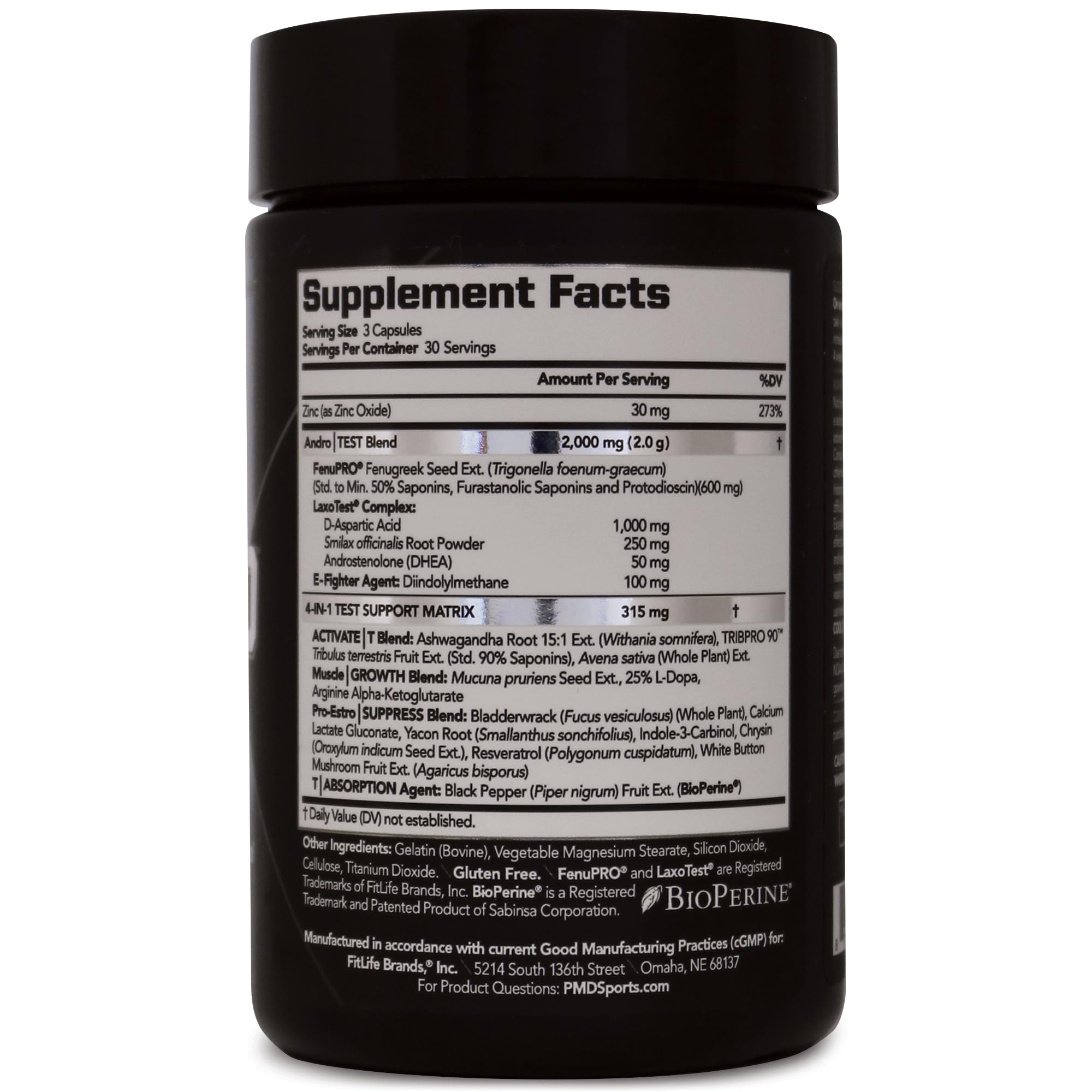 PMD Methyl Andro ingredients blend image emphasizes muscle growth support.