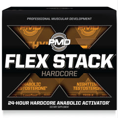 PMD Sports Flex Stack Hardcore bottle with Methyl Andro Hardcore and Z-Test capsules