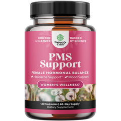 PMS support supplement bottle and packaging showing 120 count