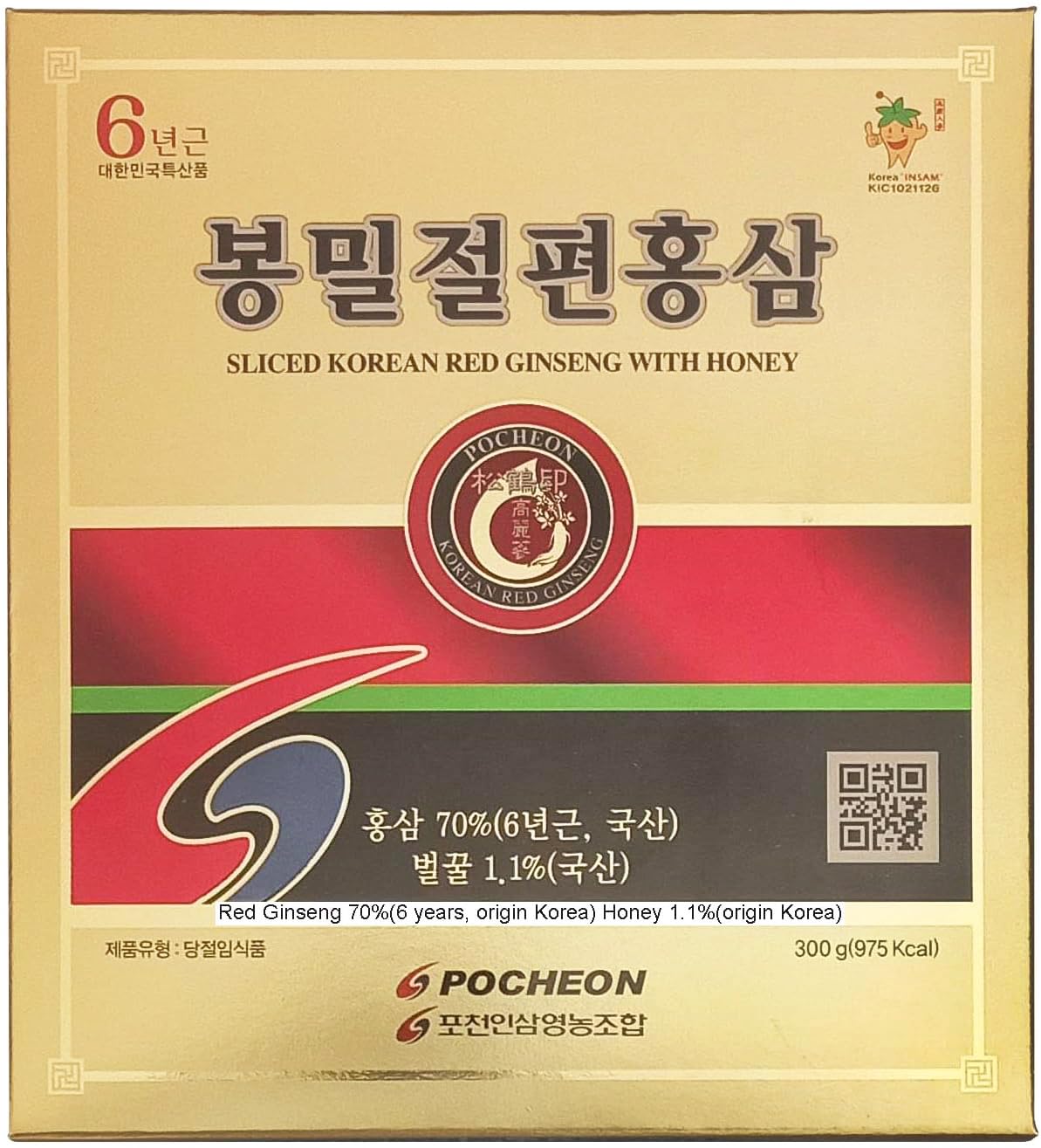 Pocheon 300g red ginseng slices with honey - product front label