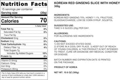 Ingredients: 6-year Korean Panax red ginseng and honey
