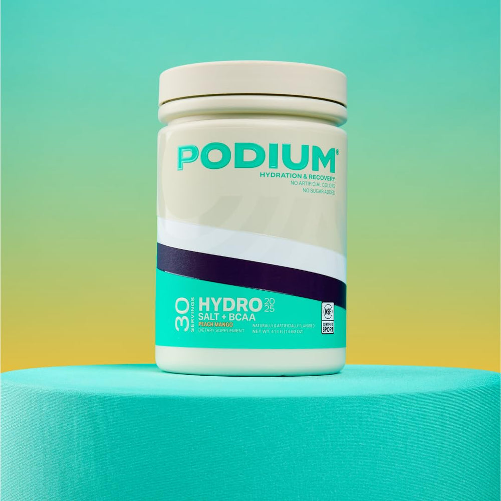 Podium Nutrition athlete-use shot hints pre/during/post-workout hydration and endurance support.