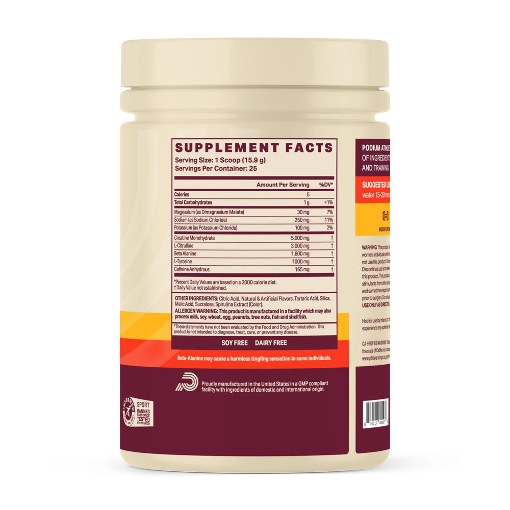 Podium Nutrition blue-raspberry flavor mix with refreshing taste and easy prep