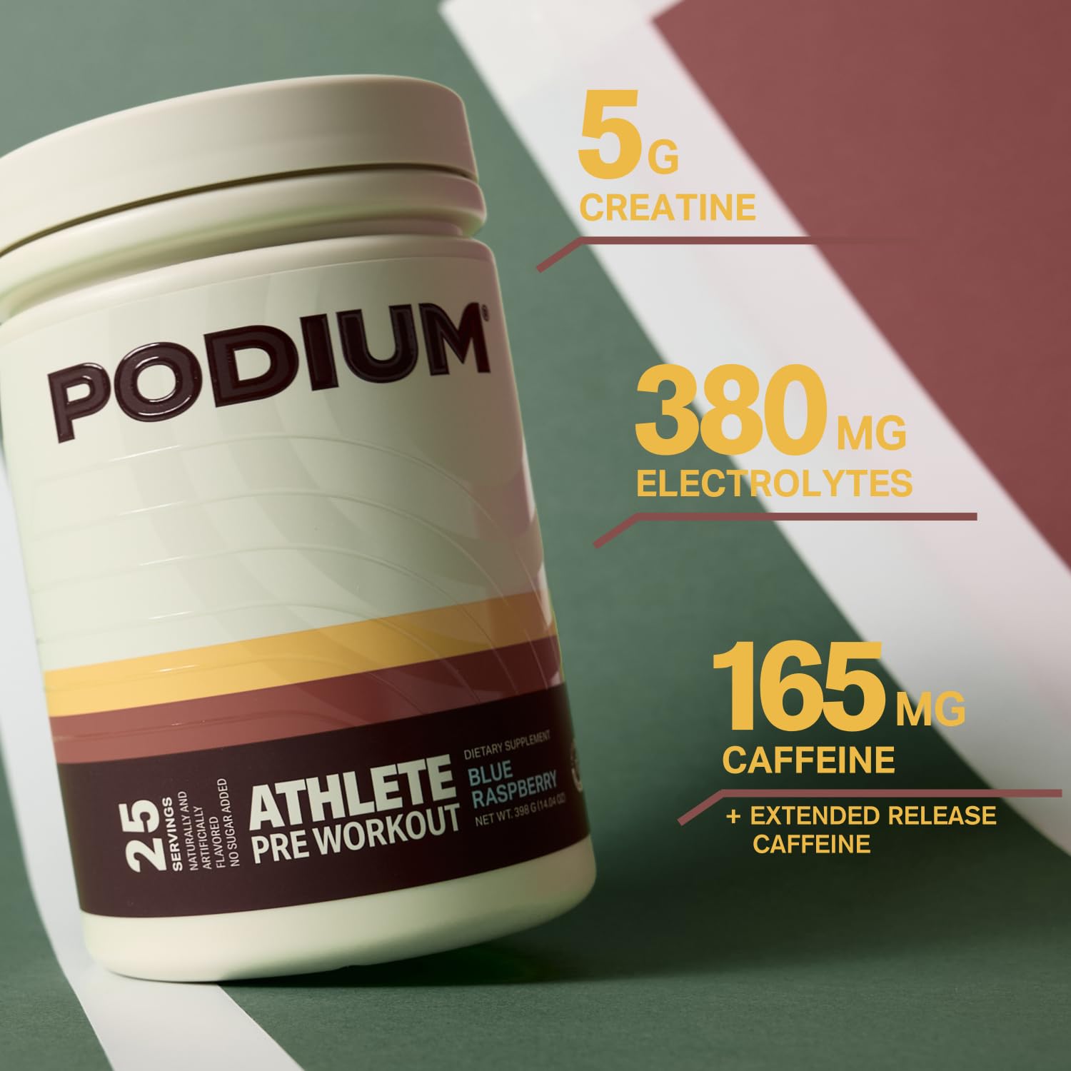 Podium Nutrition energy from natural caffeine with L-theanine for focused, smooth workouts