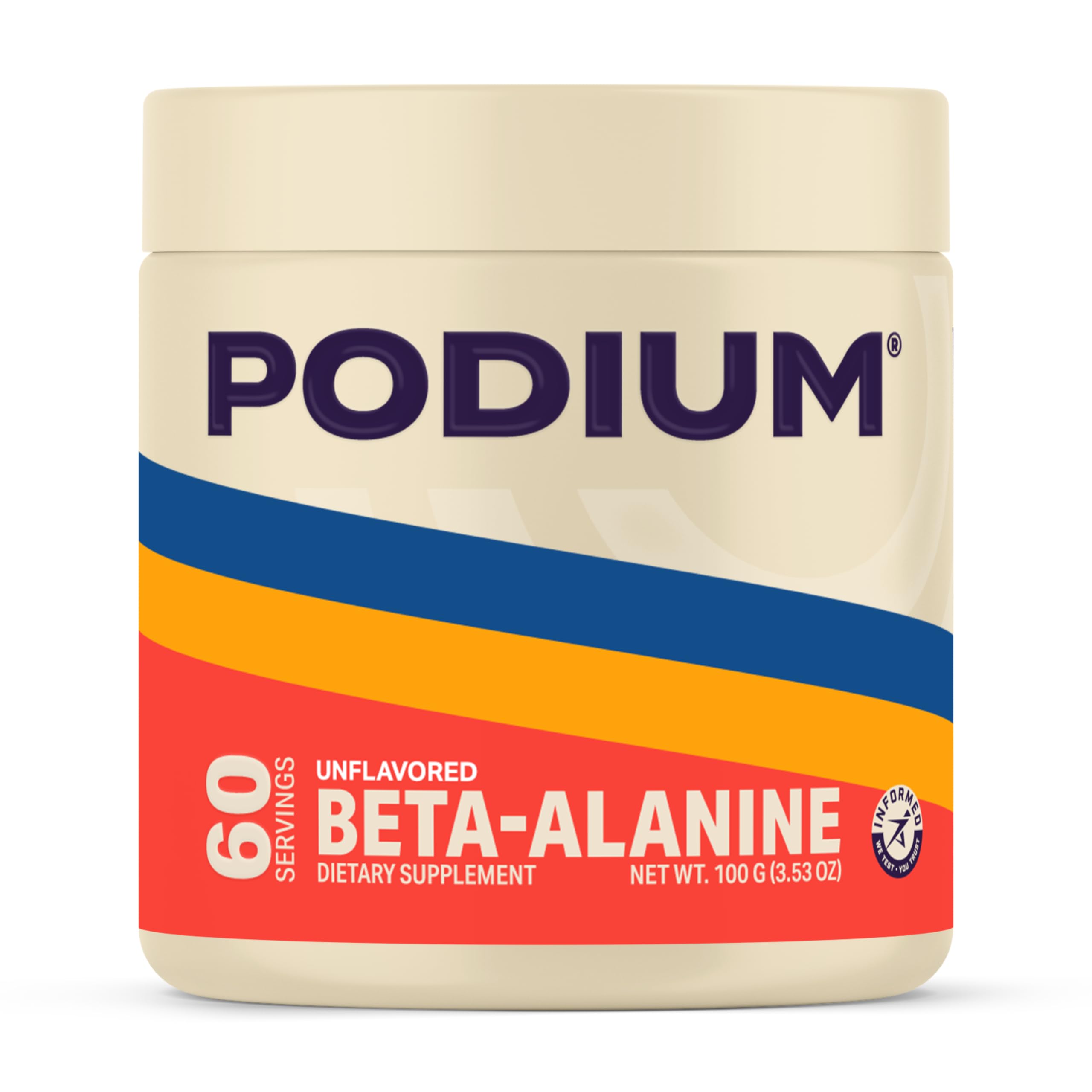 Podium Nutrition Solos beta-alanine bottle front for performance support