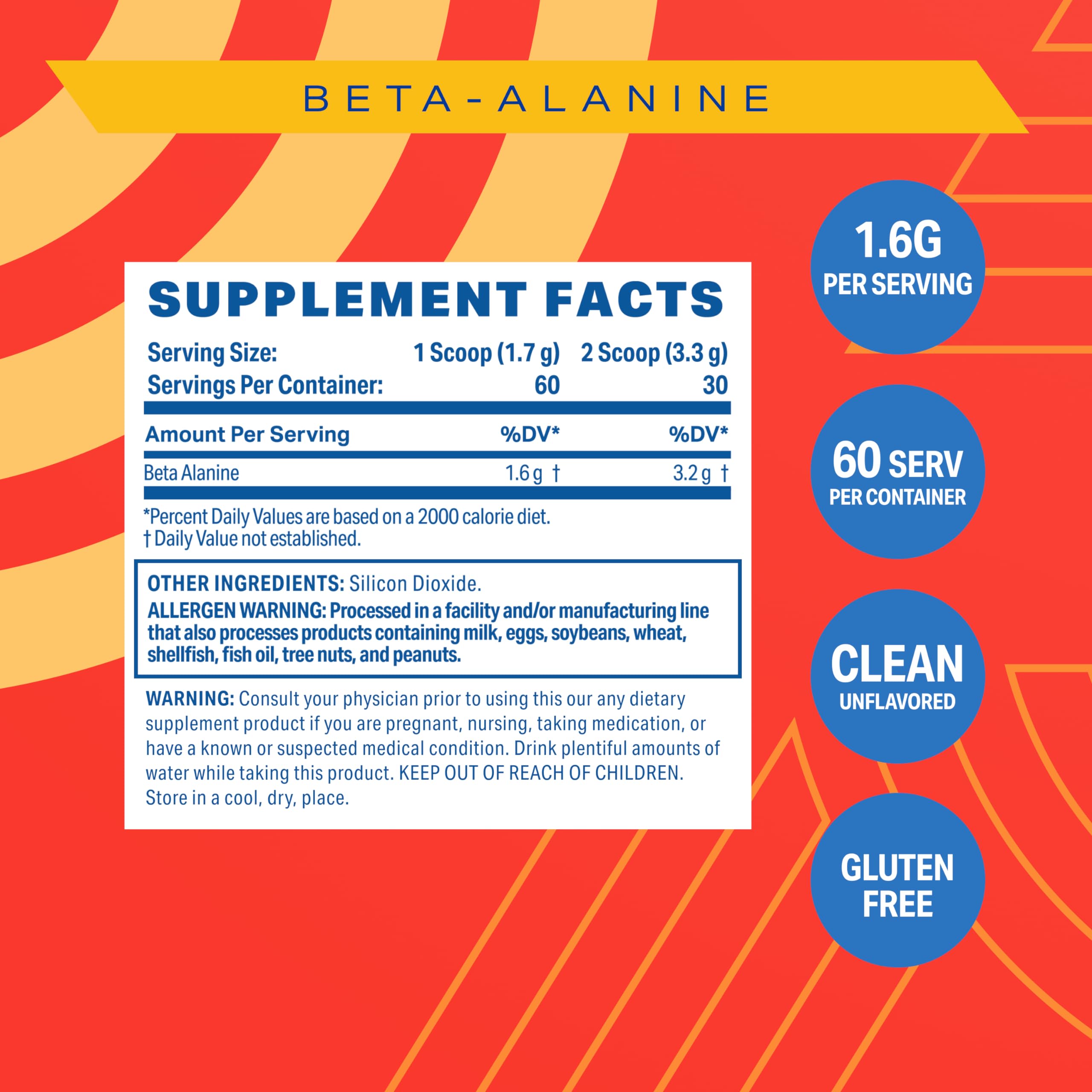 Podium Nutrition Solos beta-alanine unflavored powder ready to mix