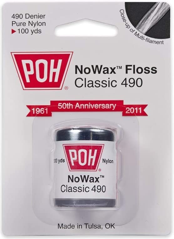 Close-up of nylon multifilament dental floss strands