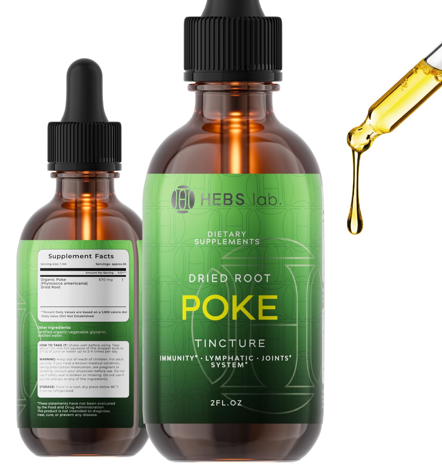Poke Root Extract bottle with dropper – 2 oz