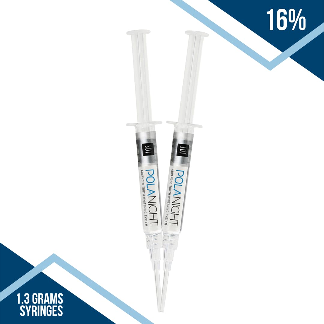 Polanight 16% whitening gel syringes with Spark Dental zipper pouch