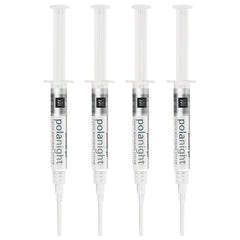 Close-up of PolaNight Spearmint 16% whitening gel syringes with four-pack packaging