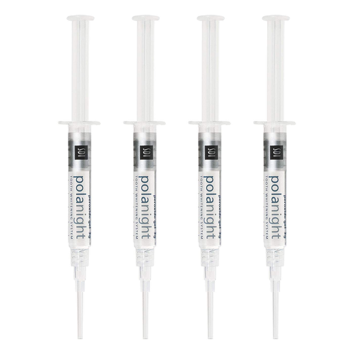 Close-up of PolaNight Spearmint 22% whitening gel tubes