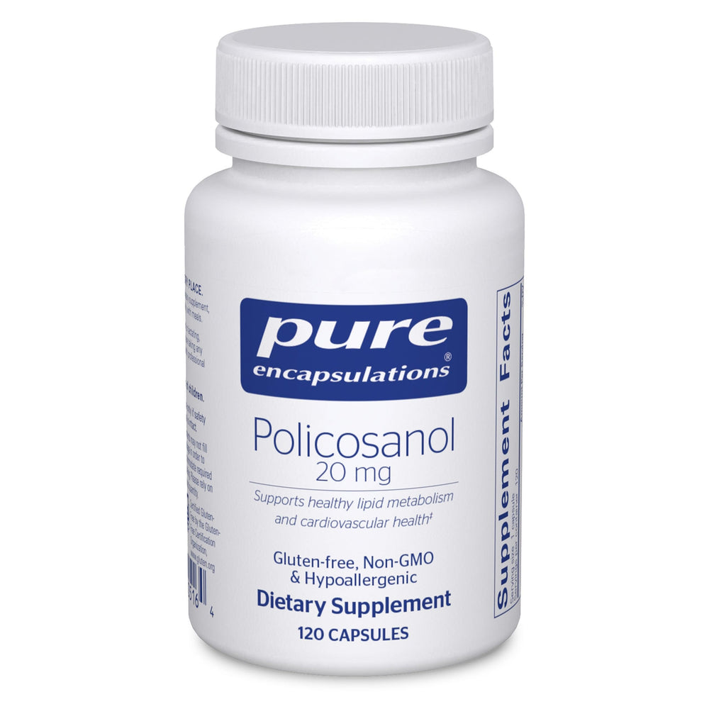 Front view of Pure Encapsulations Policosanol 20 mg bottle