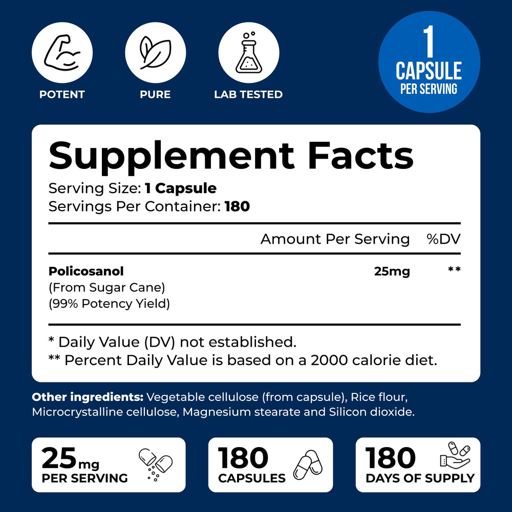 Illustration showing Policosanol 25mg daily dose
