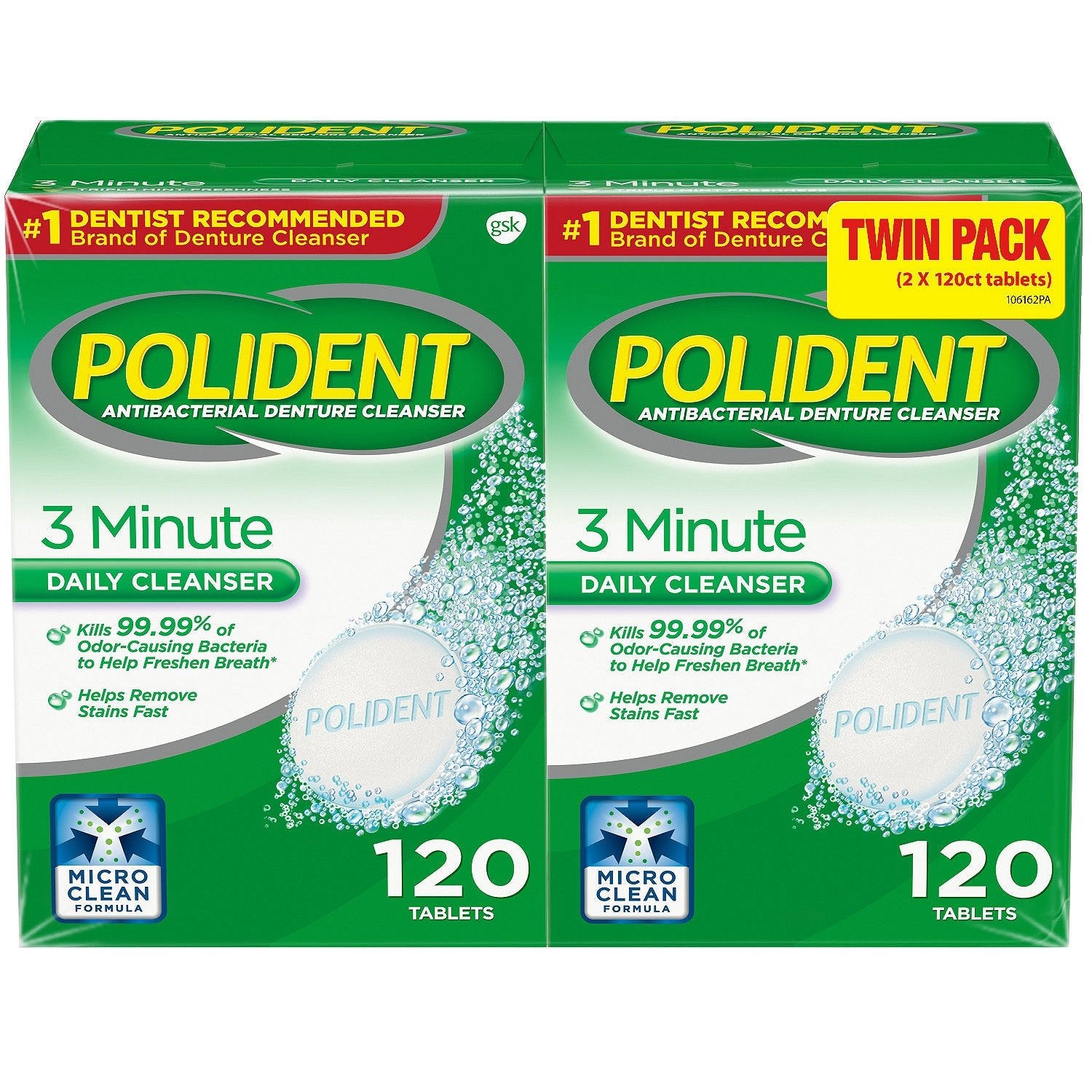 Polident 3 Minute Denture Cleanser – 2-pack hero image