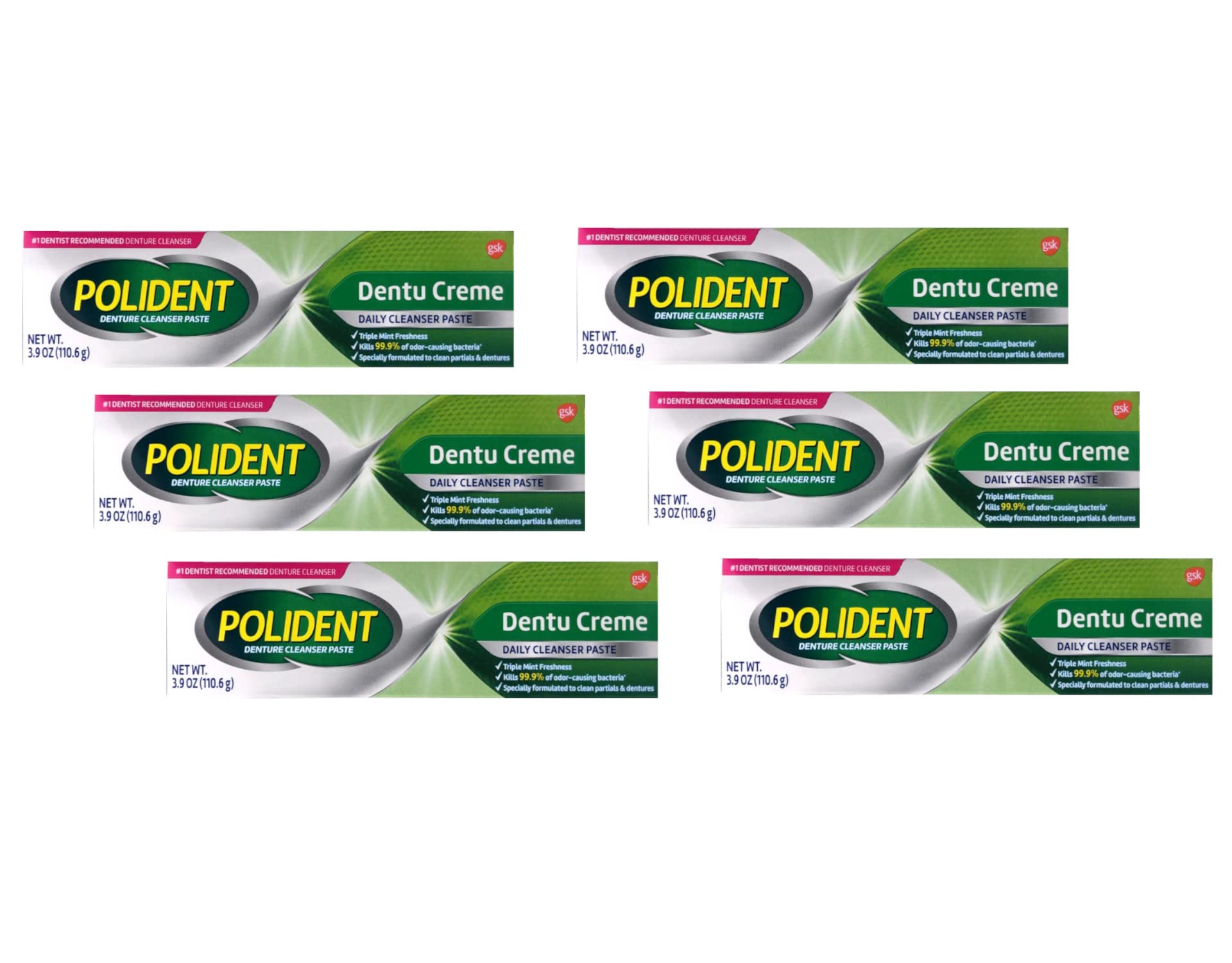 Polident Dentu-Creme 3.9 oz denture cleanser pack of 6 - front view