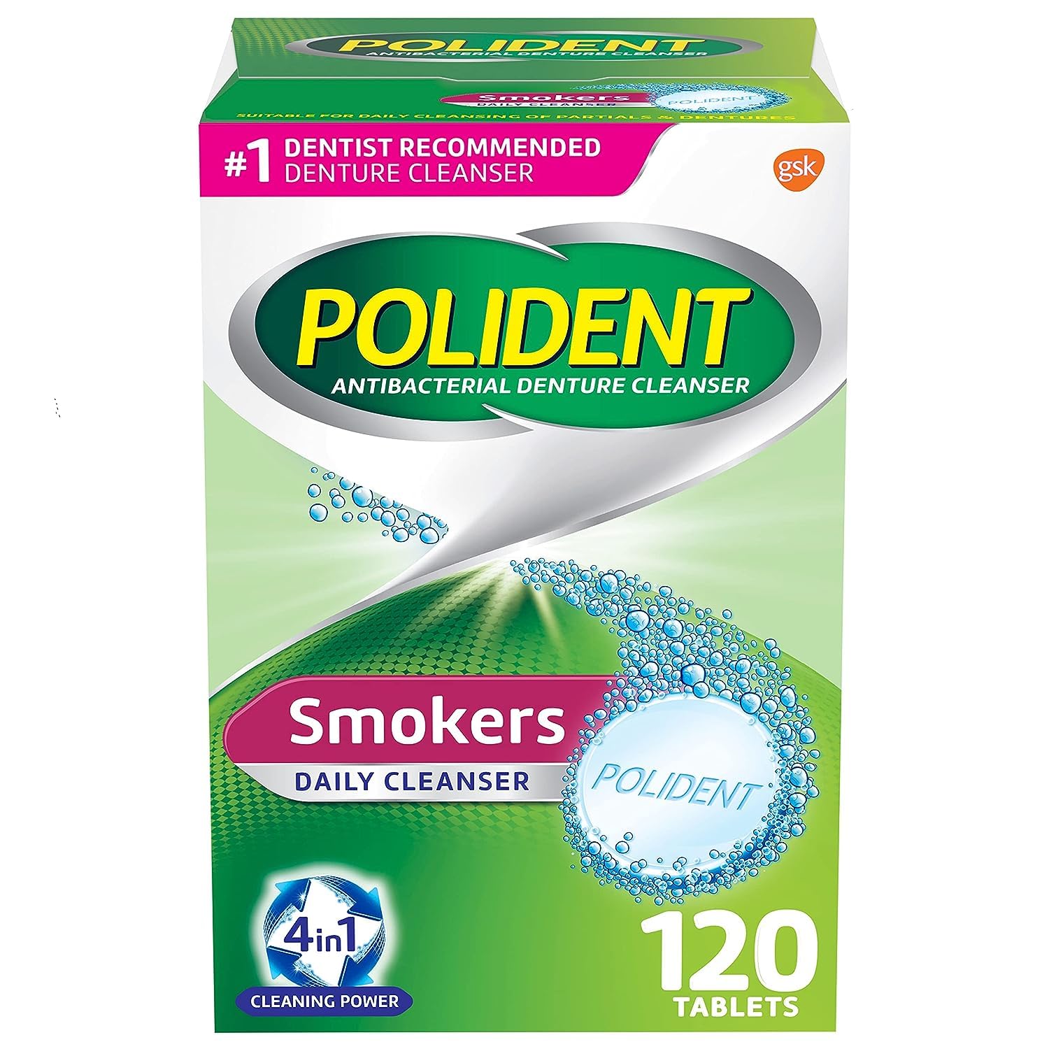 Polident Smokers Denture Cleanser Tablets packaging front