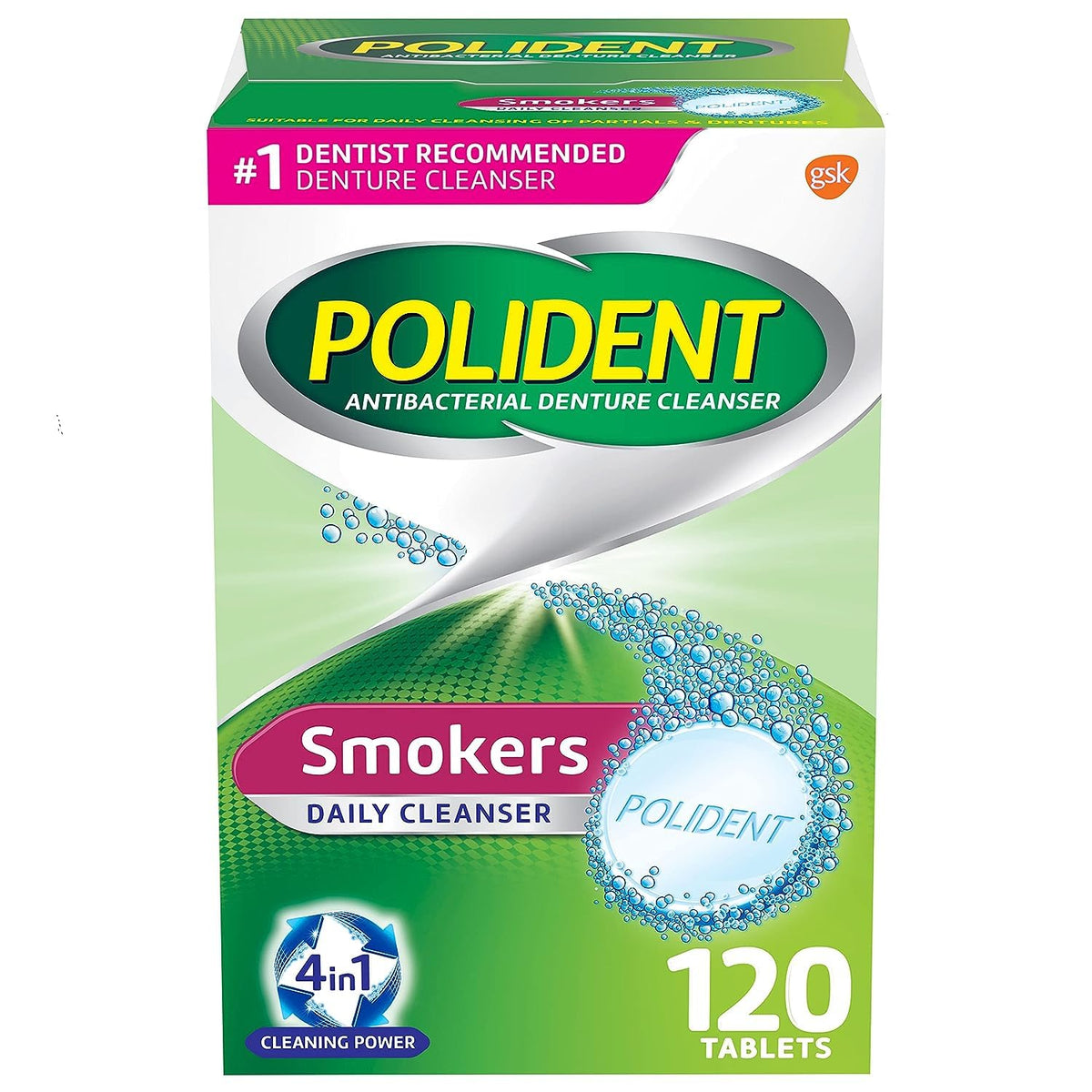 Polident Smokers Denture Cleanser Tablets packaging front