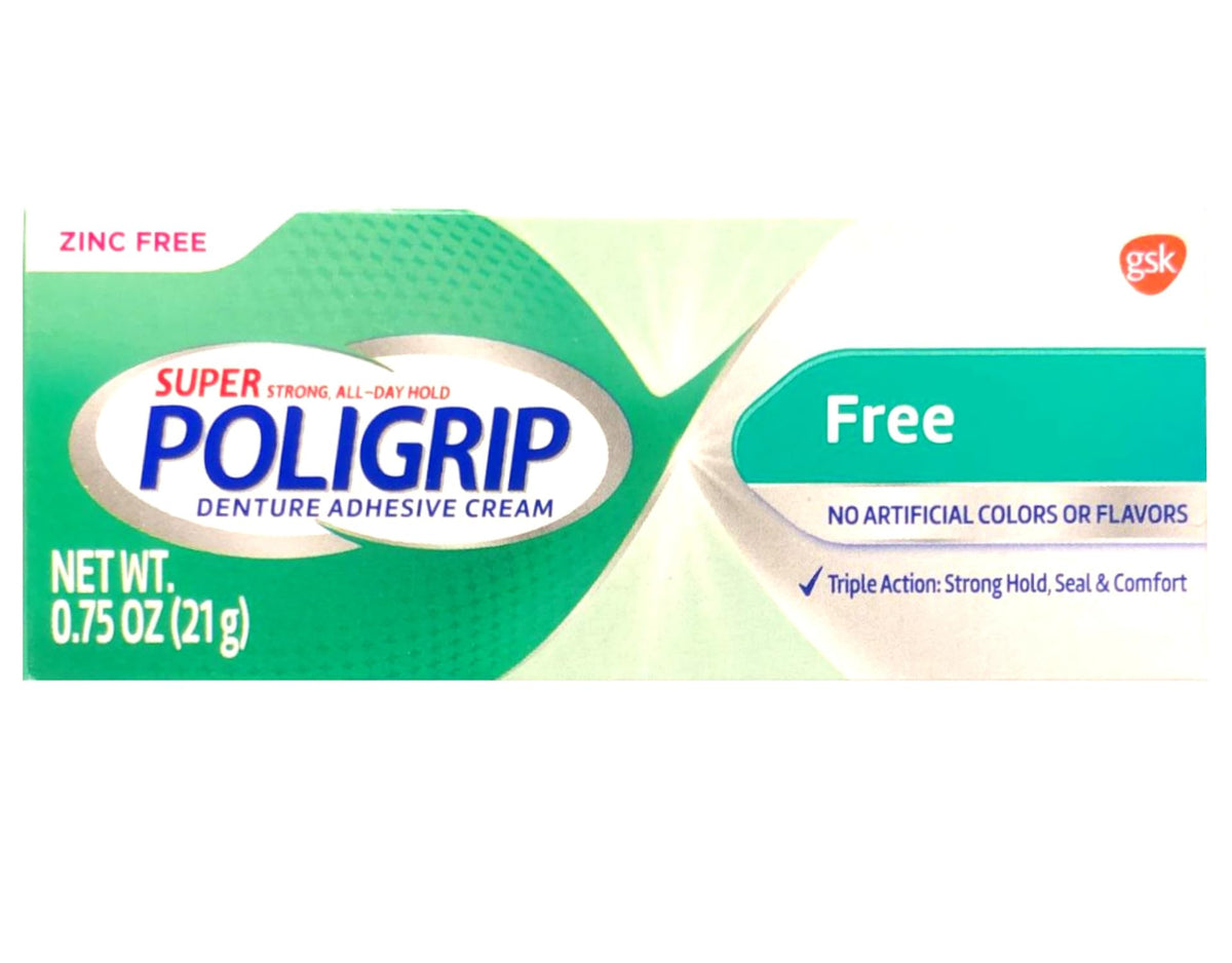 Poligrip 5-pack denture adhesive cream tubes