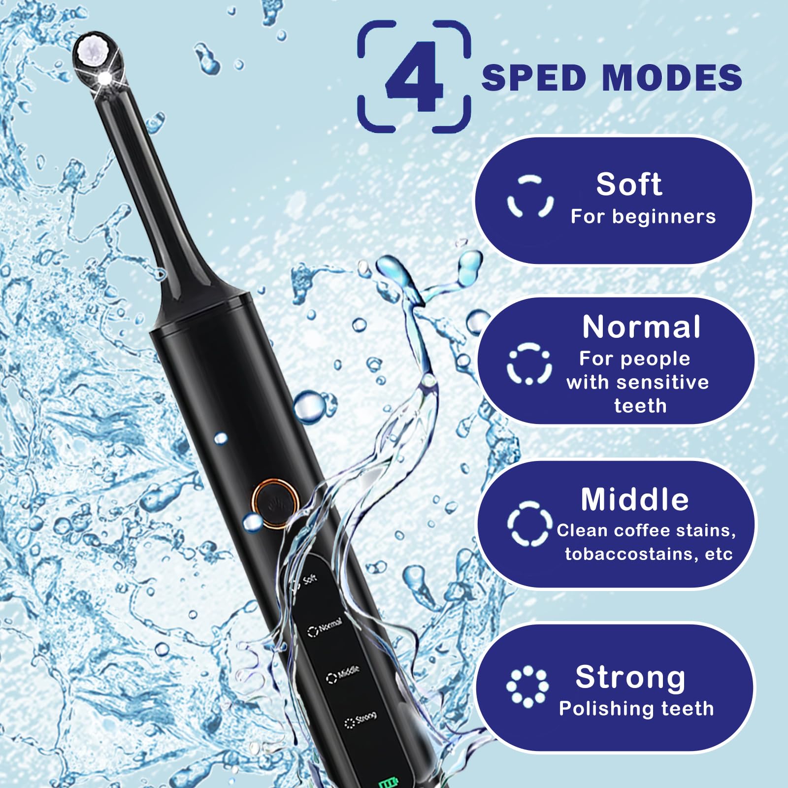 Five polishing brush heads for versatile cleaning